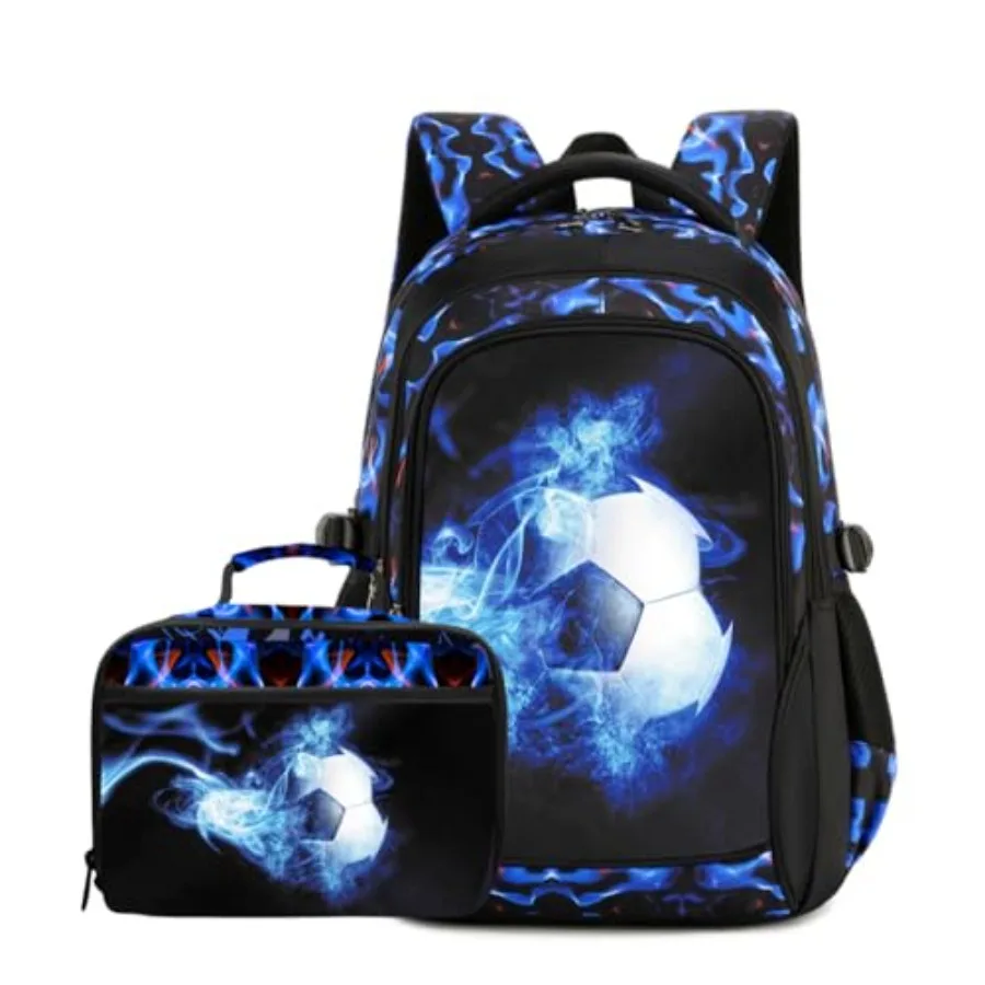 

Boys Backpack Bookbag Durable Elementary Middle School Bags Soccer 18in
