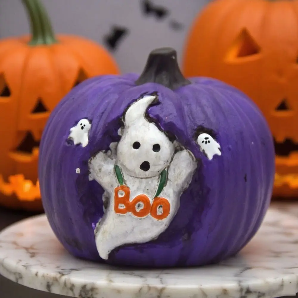 Figurine de citrouille d'Halloween à thème, modèle artisanal, ornements en résine effrayants, objet de collection à exposer