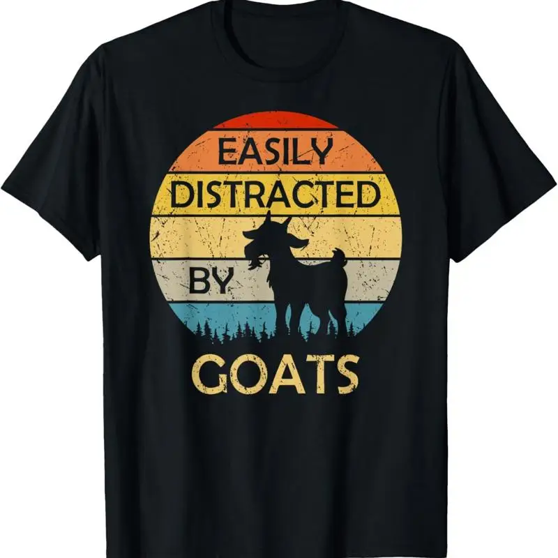 Easily Distracted By Goats Retro Vintage Funny Goat Lover T Shirt