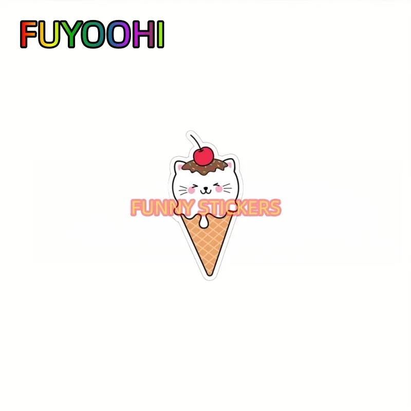 FUYOOHI Ice Cream Cat Stickers Food Flask Mug Tumbler Cup Laptop Tablet Car Decal