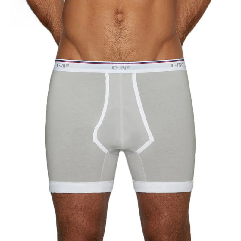 CIN2 Cuecas Boxer Masculinas Sexy e Respiráveis, Cintura Baixa, Mistura de Algodão, Confortáveis, Calças de Ângulo Reto, Moda Jovem 2020