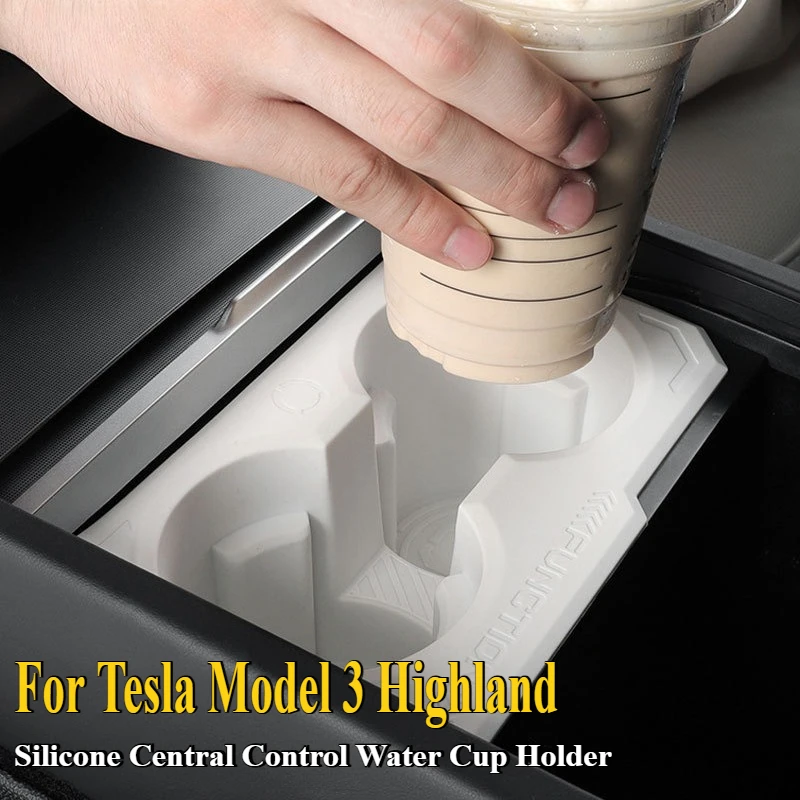 

For Tesla Model 3 Highland Silicone Central Control Water Cup Holder Limiter Rack Non-Slip Car Interior Modification Accessory
