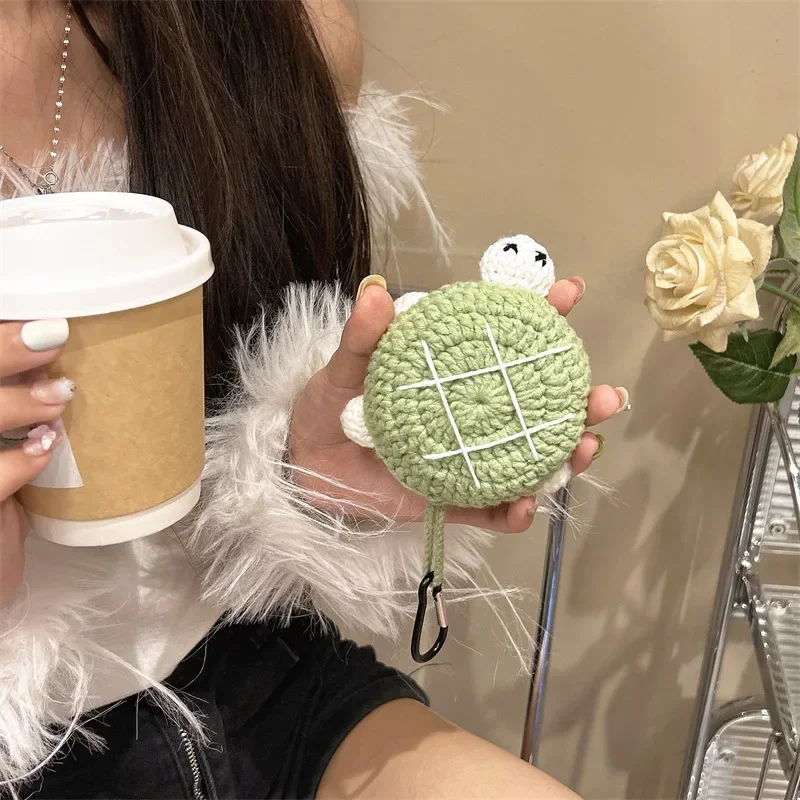 Cartoon Turtle Woven Case for AirPods 4 Airpod 1 2 3 Pro Pro2 Bluetooth Earbuds Charging Box Protective Earphone Case Cover
