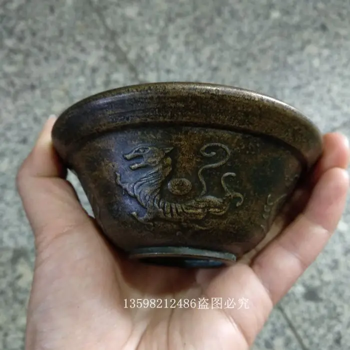 Antique Collection: Ancient Tools, Yellow Bagua, Four Great Beasts, Green Dragon, White Tiger, Zhu Que, Xuanwu Bowl Copper