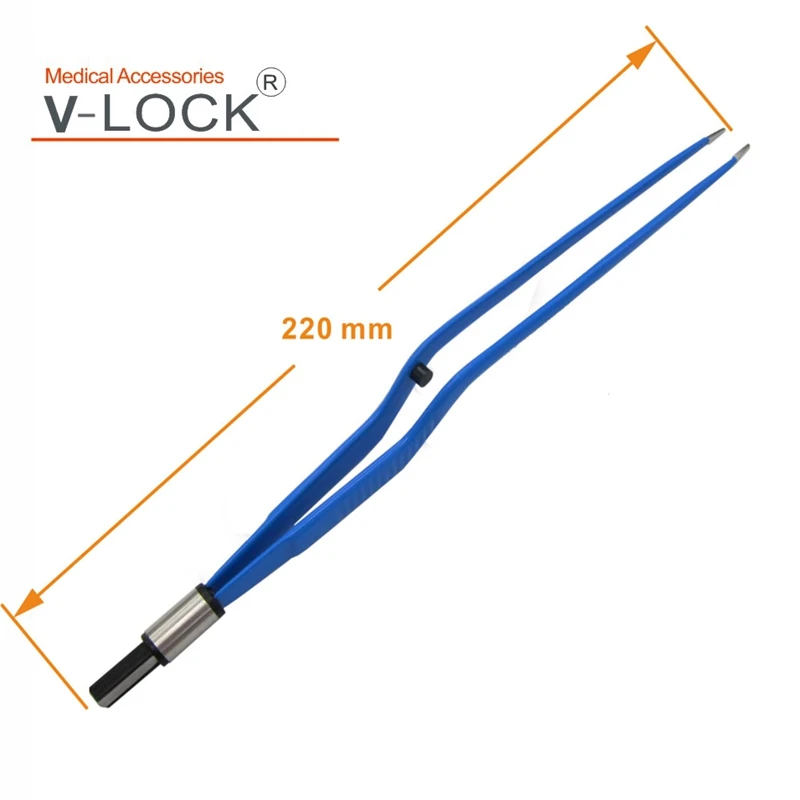 2023 V-LOCK best disposable bipolar forceps curved for electrosurgical unit L: 220mm ,tip 0.7mm