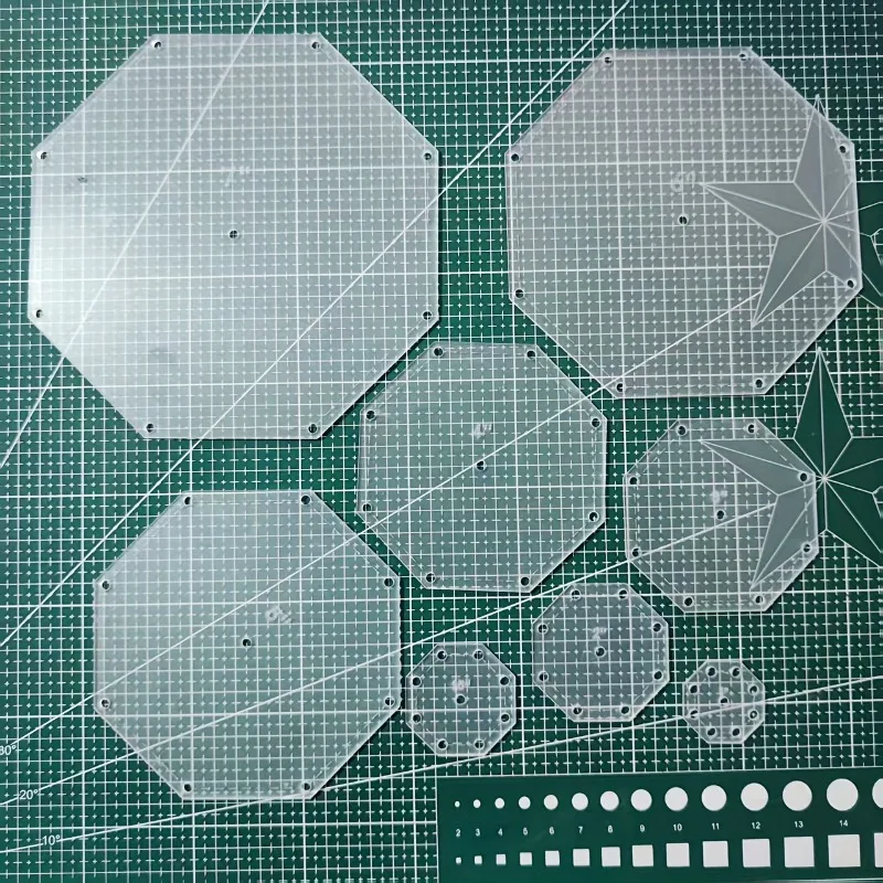 8Pcs Hexagon Quilting Template Set for Sewing Crafts
