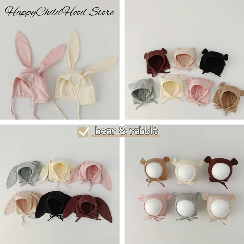 

Newborn Hat Cute Cartoon Bunny Bear Ear Beanie for Infant Baby Boy Girl Korean Solid Color Baby Hat Spring Autumn Toddler Cap