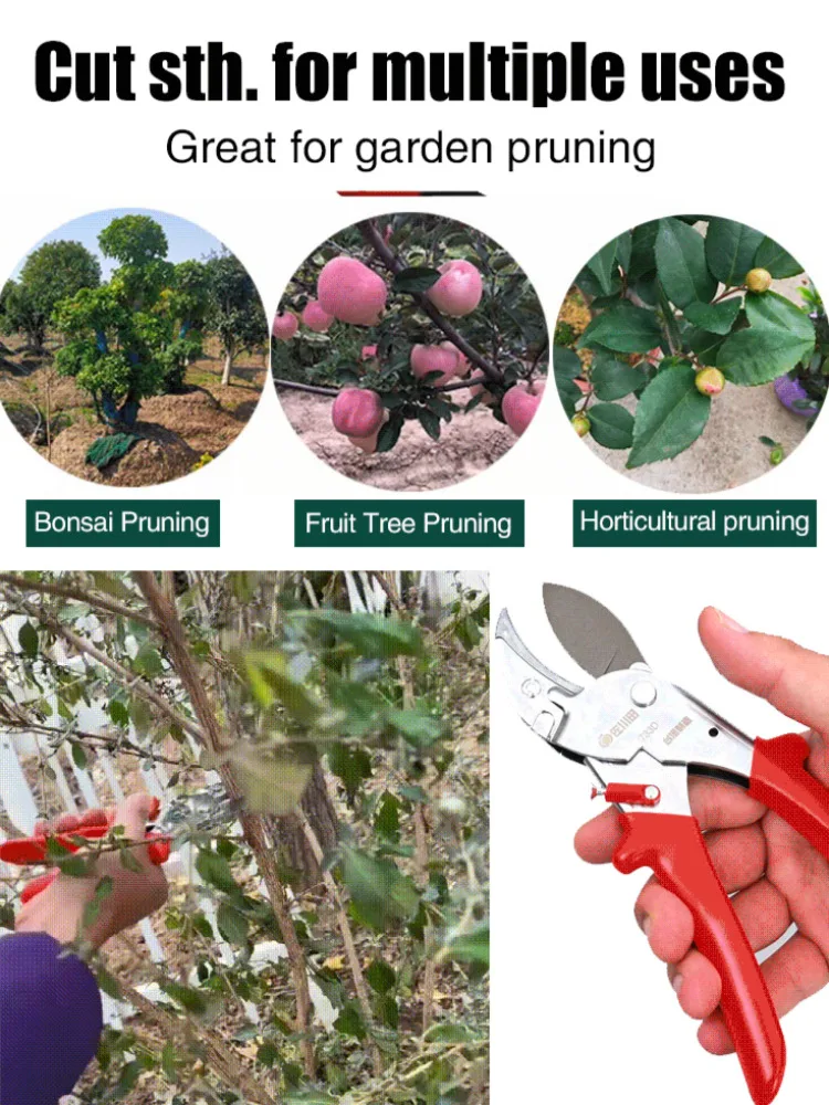 Garden Spring Scissors Manual Laborsaving Fruit Tree Scissors for Floral and Grape Pruning Shears Bonsai Graft Garden Shears