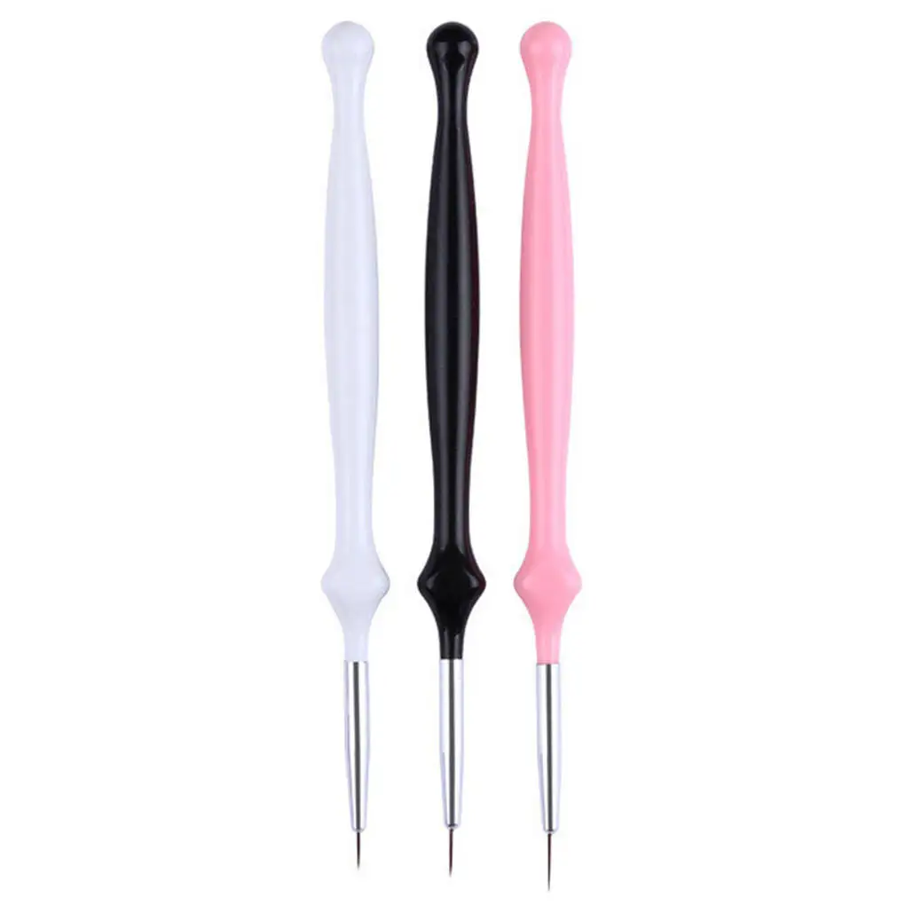 3pcs Nail Art Liner Brush Line Drawing Pen Manicure Pedicure Painting Brushes with Plastic Handle