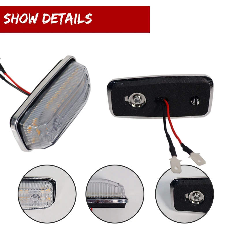 Amber Sequential LED Front Side Marker Turn Signal Lights For Mercedes-Benz W461 W463 G-Class G500 G550 G55 G63 G65 1986-2002