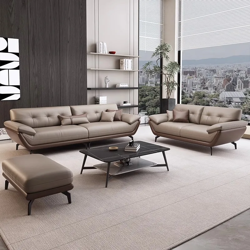 Color matching office sofa business meeting guest negotiation reception VIP room simple modern leisure area leather three people