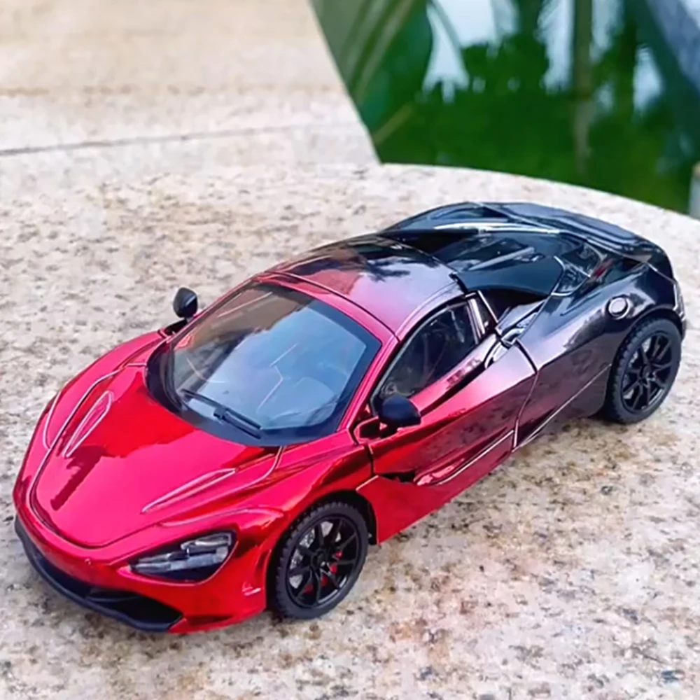 1:24 alliage moulé sous pression 720S voitures jouet modèle avec musique légère Miniature voiture de sport roue retirer véhicule pour enfants cadeaux de Festival