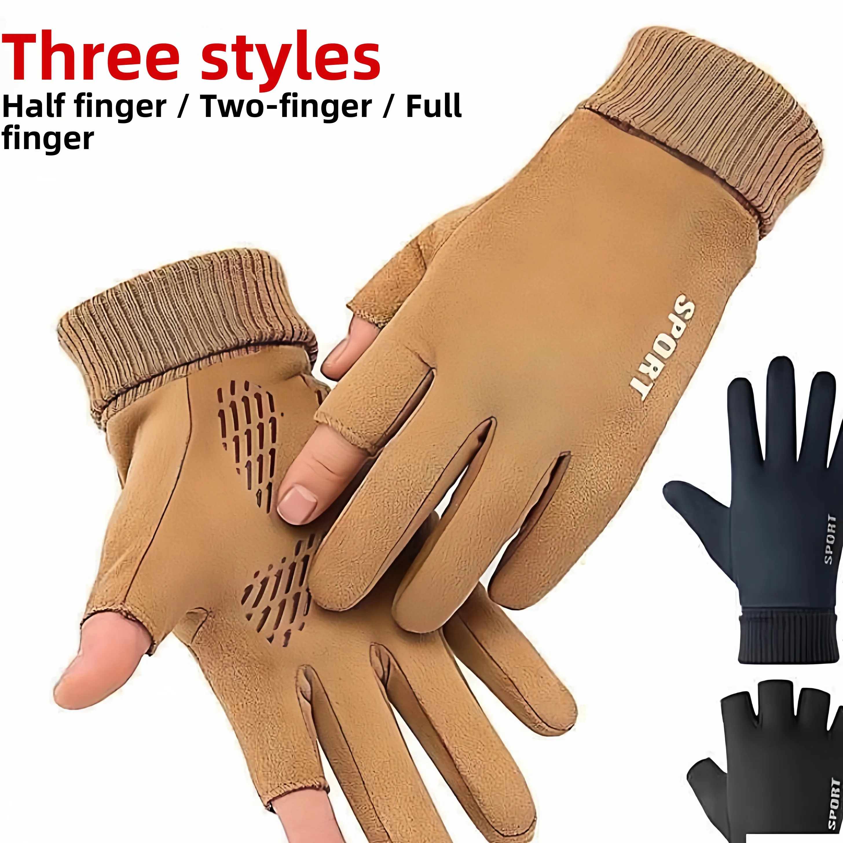 

Зимние велосипедные перчатки для вождения, мужские рабочие перчатки с двумя пальцами, хлопковые средние тонкие перчатки