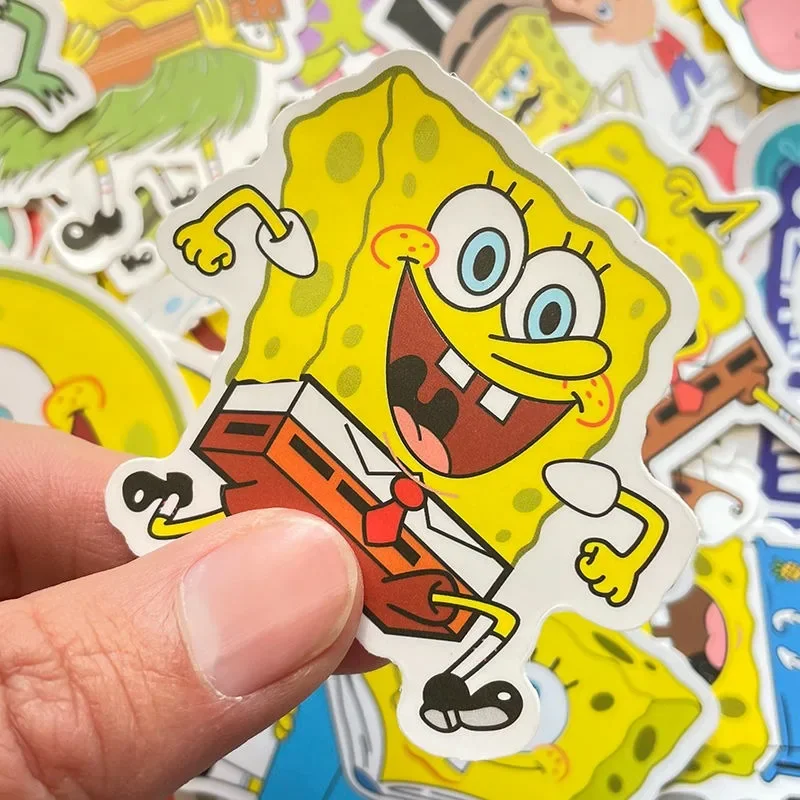 50PCS SpongeBob SquarePants Cute Cartoon Stickers Children's Stationery Water Cup Notebook Waterproof Decoration Reward Stickers