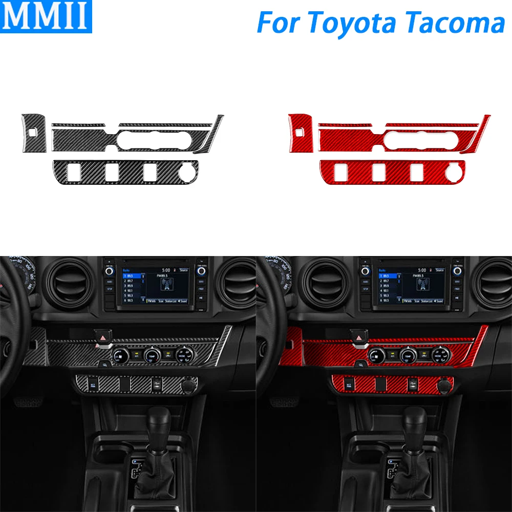 

For Toyota Tacoma 2016-2021 Carbon Fiber Center Console AC Radio CD Panel Trim Cover Car Interior Decoration Accessories Sticker