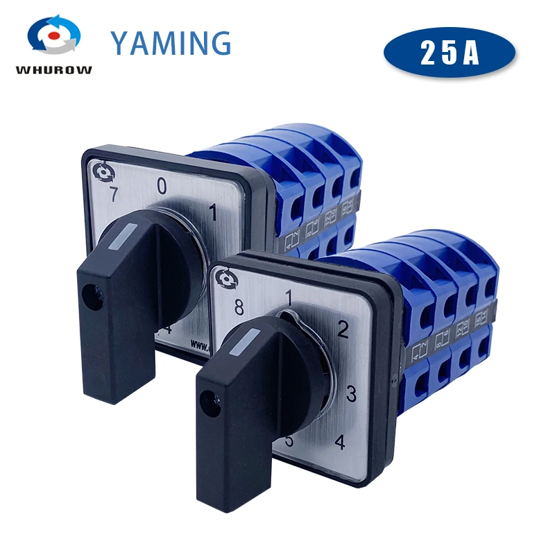 

LW26-25 0-7/4 1-8/4 Eight Position Single Line 8-Group Power Voltage Signal Switching 25A Rotary Cam Switch