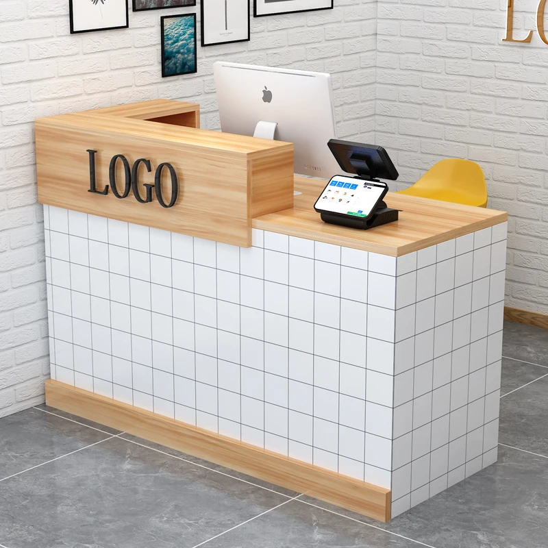 صفحة الخروج شريط من الخشب الصلب مكتب استقبال صغير بسيط