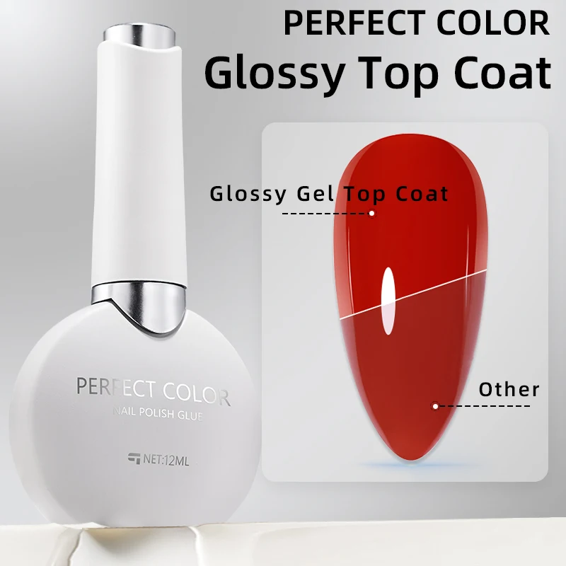 Smalto gel COLORE PERFETTO Top Coat lucido, smalto gel per top coat di colore trasparente da 12 ml Elevata durezza super lucido e lungo