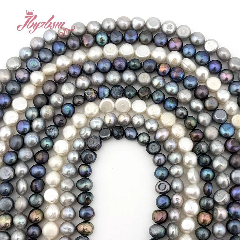 Natural Freshwater Pearl Freeform White Black Gray Stone Beads DIY Strand 15" For Jewelry Making Necklace Bracelet Free shipping