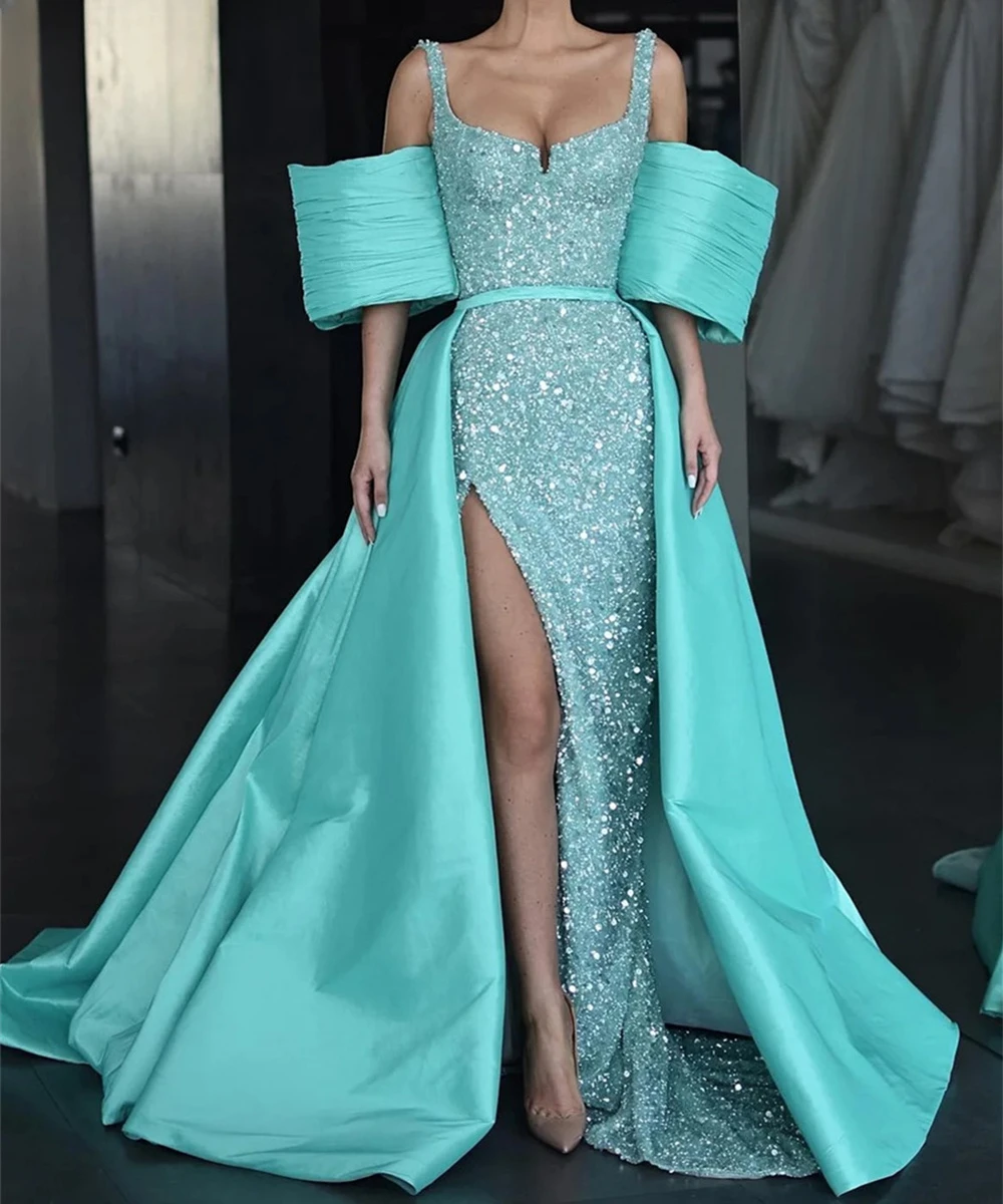 

Charming Satin Prom Dress 2024 Classic Beaded Evening Dresses Elegant Short Sleeve Floor Length Gowns Vestidos De Novia