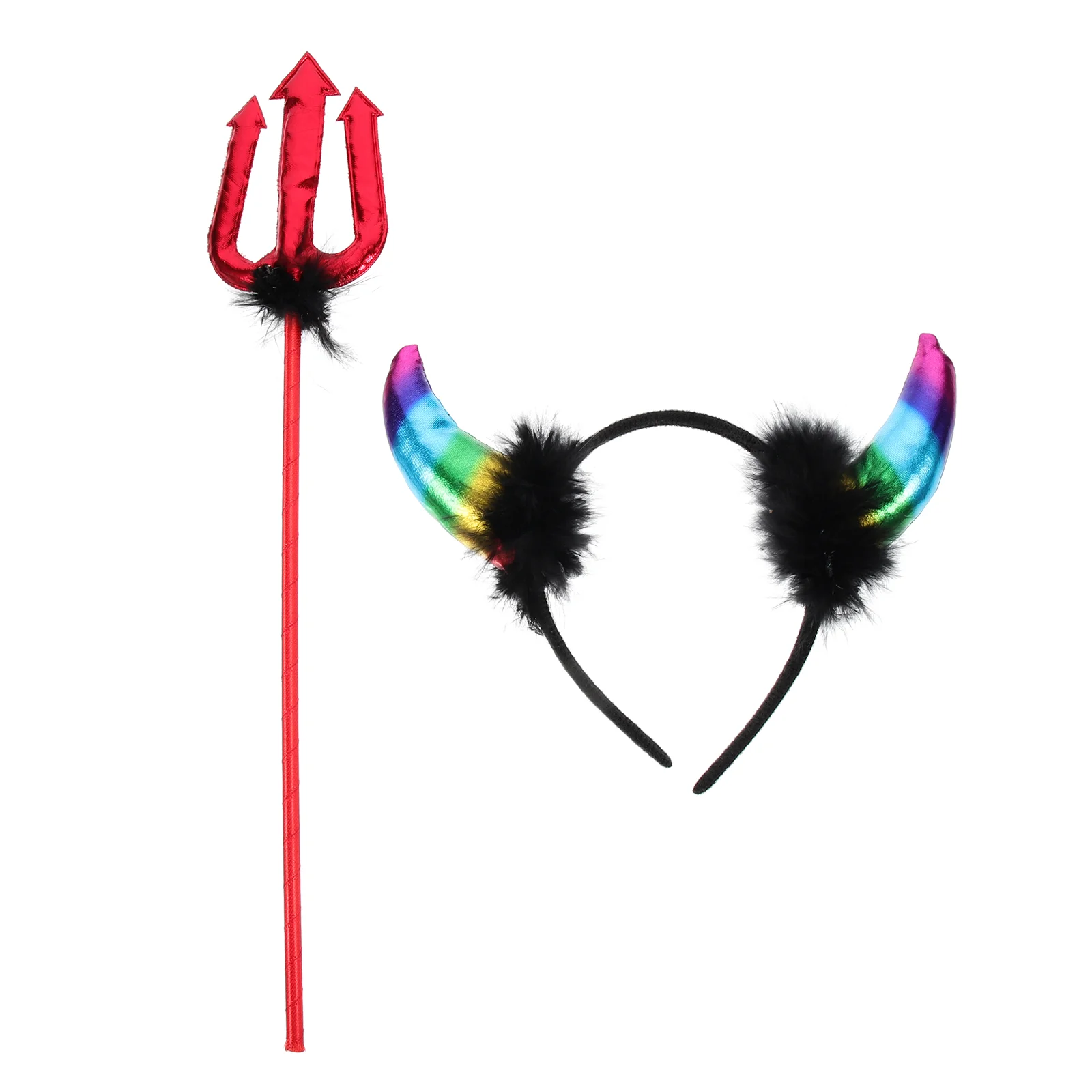 Horn Headband Horns Party Halloween Costume Inflatable Pitch Fork Hair Barrettes Cosplay Supplies Pitchfork Headgear Hay