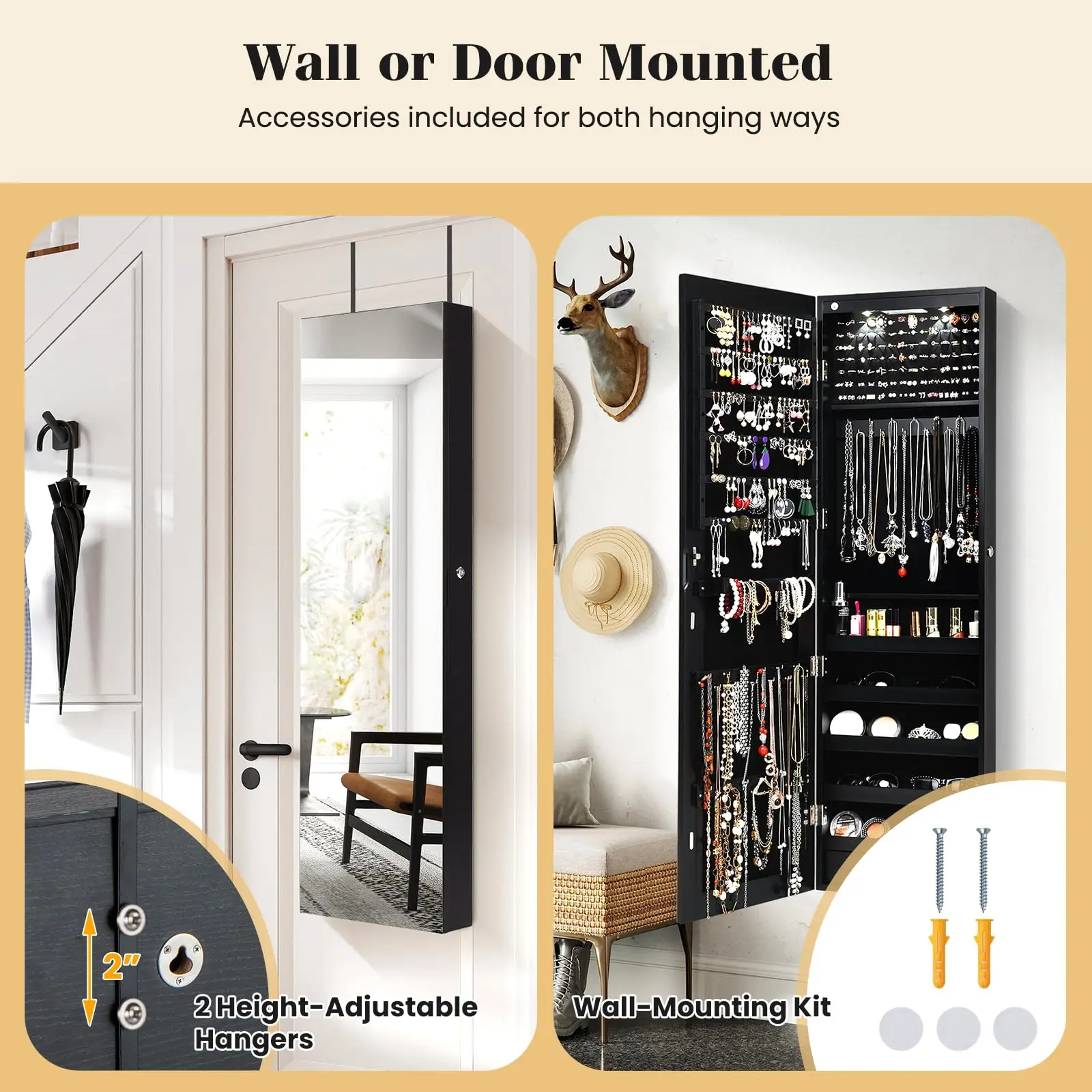 Wand- oder Türmontierter Schmu – Full Length Mirror Jewelry Armoire Bewertung und Preis