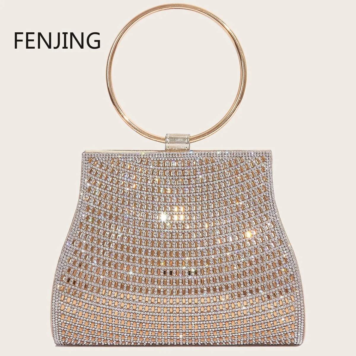 Evening Bags Shiny Rhinestone Bag Fashion Elegant Gold Handbag for Women Chain Shoulder Bag Diamonds Party Shell Purse Totes