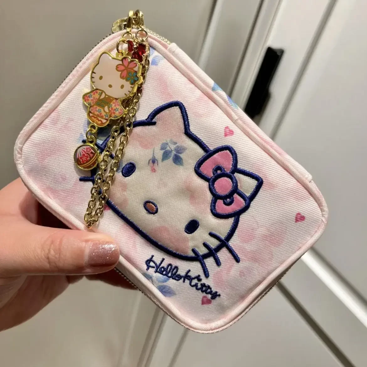 Kawaii Hello Kitty drukowanie torba do przechowywania kosmetyków wielofunkcyjna torba studencka o dużej pojemności torby etui na akcesoria Sanrio