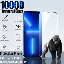 1000D For iphone 16 Full Cover Tempered Glass For iPhone 17 16 15 14 13 12 11 Pro Max Mini 7 8 6 X XR XS Max E Screen Protector
