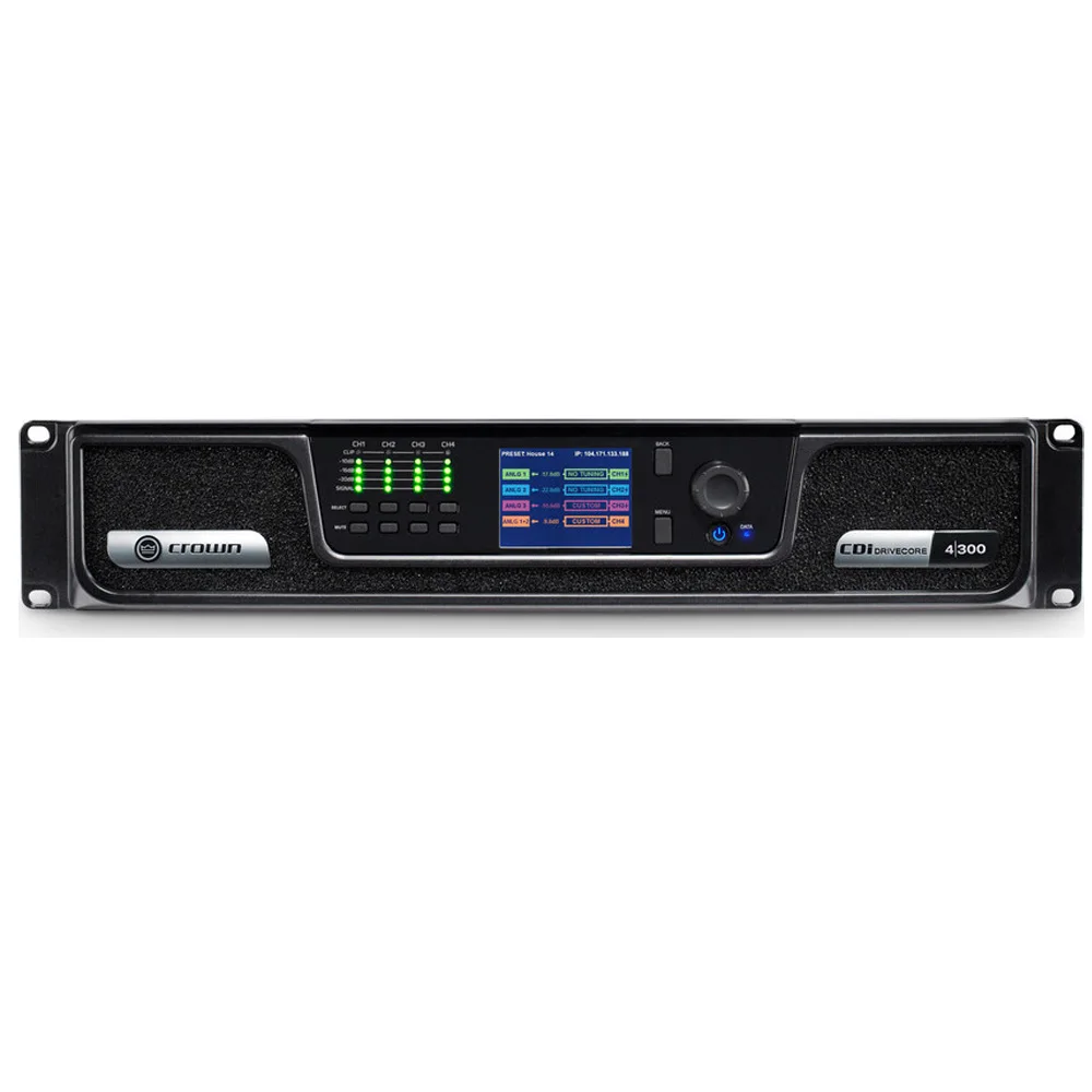 Crown CDi 4|300 Power Amplifier with DriveCore, Network Control and Monitoring, Direct Drive 70V or 100V RMS Output, and DSP