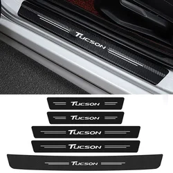 Car Door Threshold Decals For TUCSON Logo Carbon Fiber Rear Sill Anti Scratch Stickers Protective Film Strip Decoration