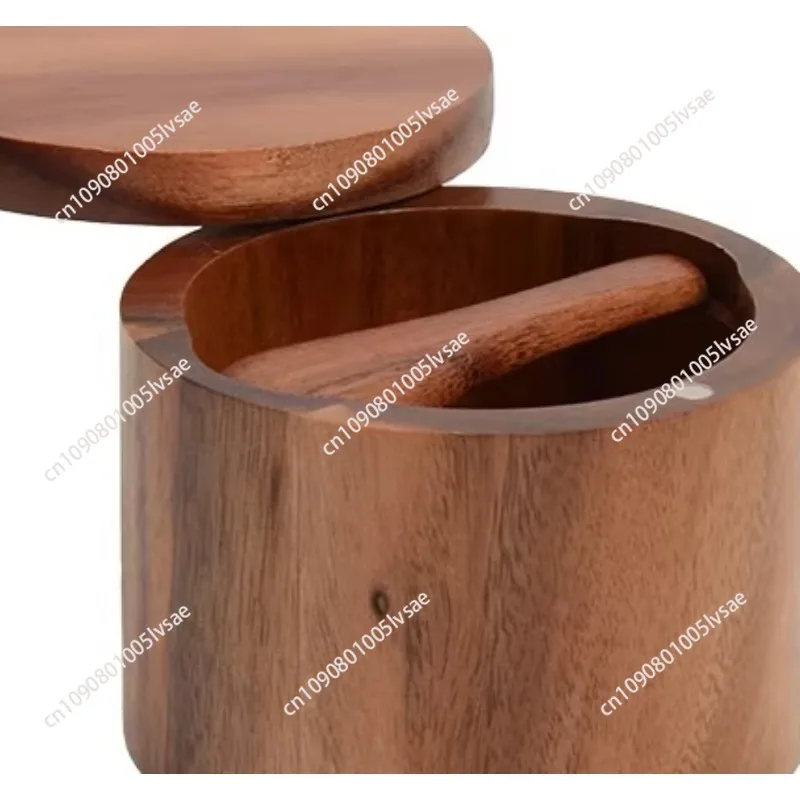 Acacia Wood Salt Jar, Solid Wood Seasoning Box, Wood Pepper Box, Kitchen Seasoning Bottle, Salt Box, Storage Seasoning Jar