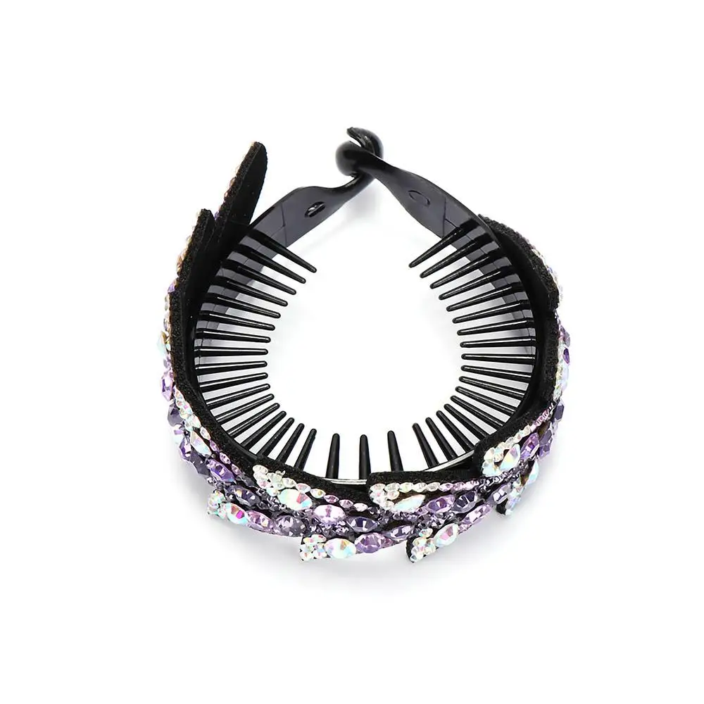 Fashion Shiny Women Ponytails Hair Claw Rhinestone Bird Nest Twist Clip Bun Maker Headwear Leaves Hair Claw Floral