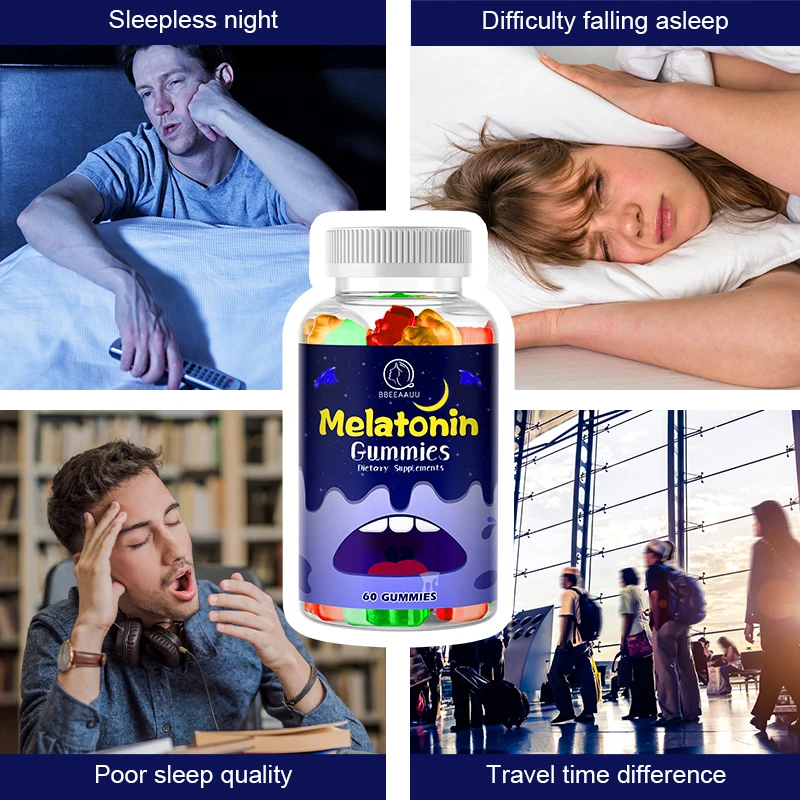 Free Shipping 10Mg Melatonin Gummies Sleep Supplement Good Sleep Insomnia Calmness Mood Jet Lag