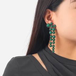 Metal Resin Beads Tassels Geometric Dangle Earrings for Women New Trend Retro Design Jewelry Party Accessories