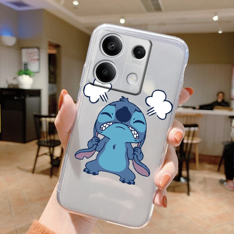 For Redmi Note 13 4G 5G Phone Case Kawaii Stitch Cartoon Cute Soft TPU Transparent Cover Angle Fundas For Redmi Note13 Capa