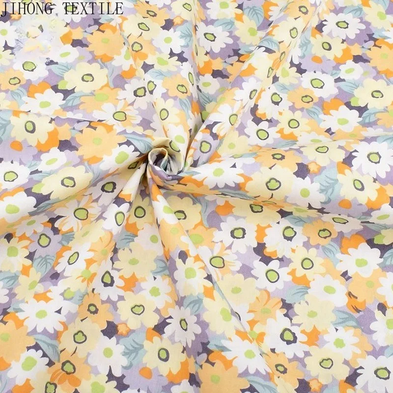 Tessuto Patchwork di cotone materiale Twill con stampa floreale gialla trapunta fai da te vestito da bambola per bambini forniture per ricamo