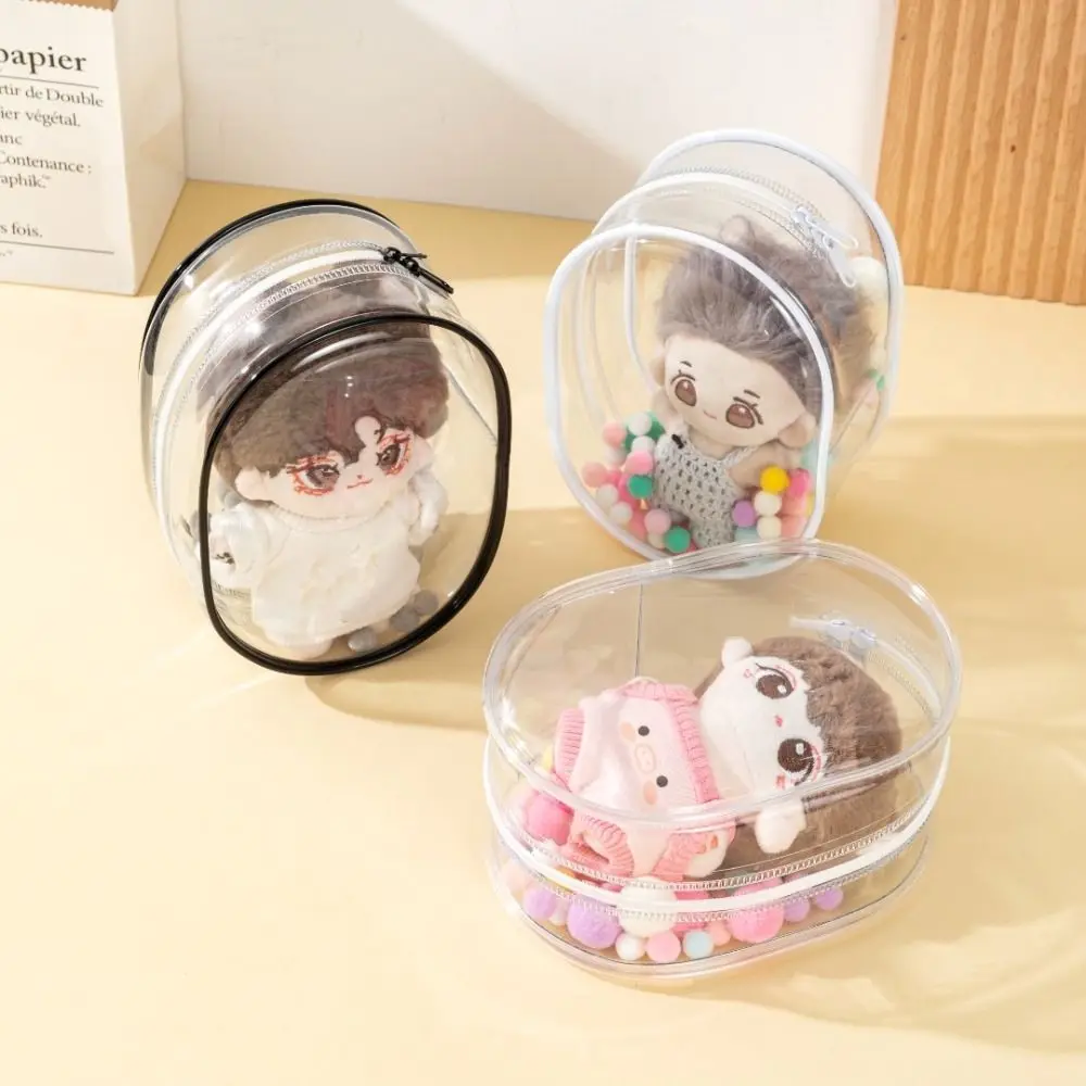 with Plush Ball Doll Transparent Walking Bag with Keychain Thicken Cotton Doll Display Bag Portable Creative