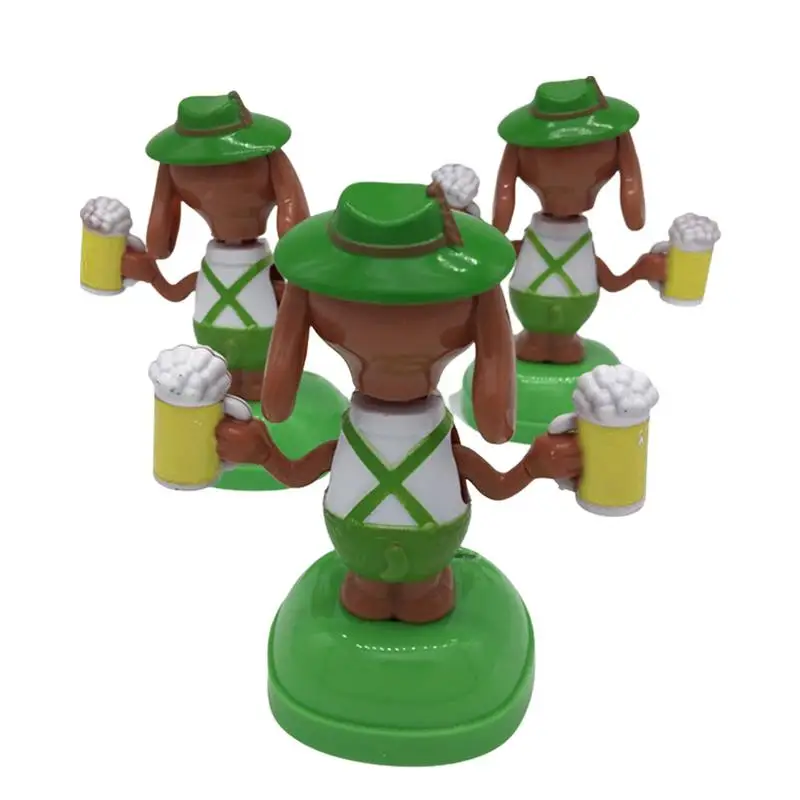 Solar Powered Dancing Bobble Head Beer Dog Cute Decoration Dog Solar Car Ornament Automatic Swing Alpaca Figurine Animal