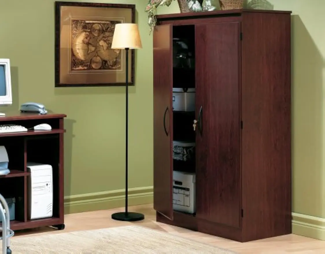 Shore Tall 2-Door Storage Cabinet with Adjustable Shelves, Royal Cherry