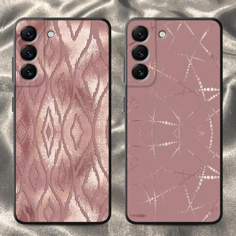 Phone Cover Case for Samsung Galaxy A36 A26 A35 A51 A16 A13 A14 A11 A12 A34 A22 A52 A15 A24 Pink Metallic Flowers