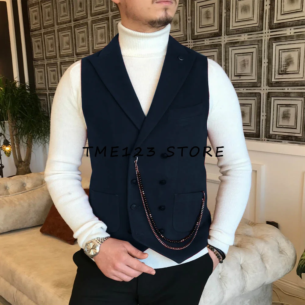 Men's Suede V-neck Single-breasted Casual Business Vest Suit Male Steampunk Cufflinks Elegant Suits Man Dress Vests Formal Gilet
