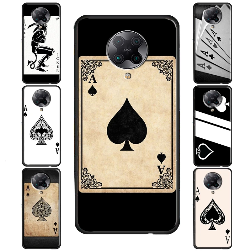 Ace of spades Poker Card Cover For POCO F3 X3 GT F1 F2 M3 M4 X4 NFC X3 Pro Case For Xiaomi 12 10T 11T Pro Mi 11 Lite