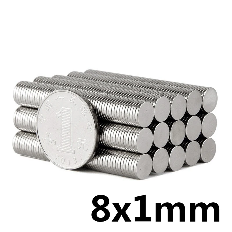 20/50/100pcs 8x1 Powerful Strong Magnetic Magnet 8mmx1mm Permanent Neodymium Magnet 8x1mm Fridge Small Round Magnet 8*1