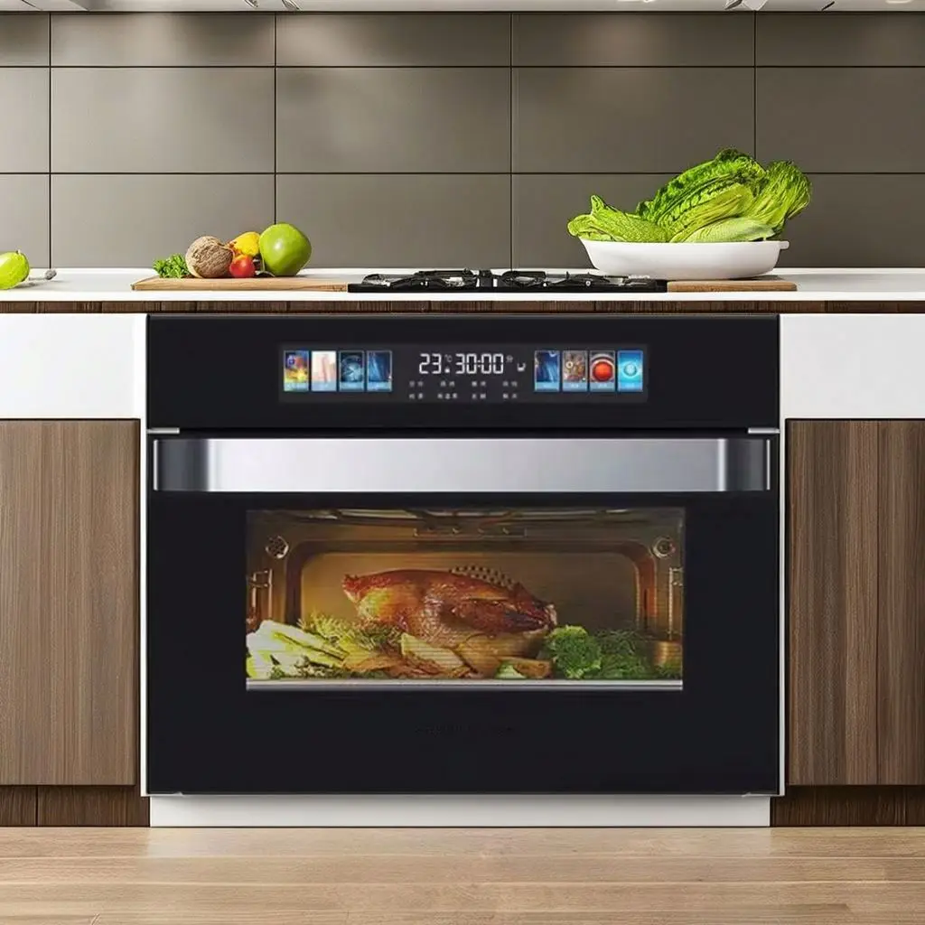 40L Built-in Intelligent Combined Steam Oven With Glass Door, Rotating Convectionsuitable For Both Home And Commercial Kitchens