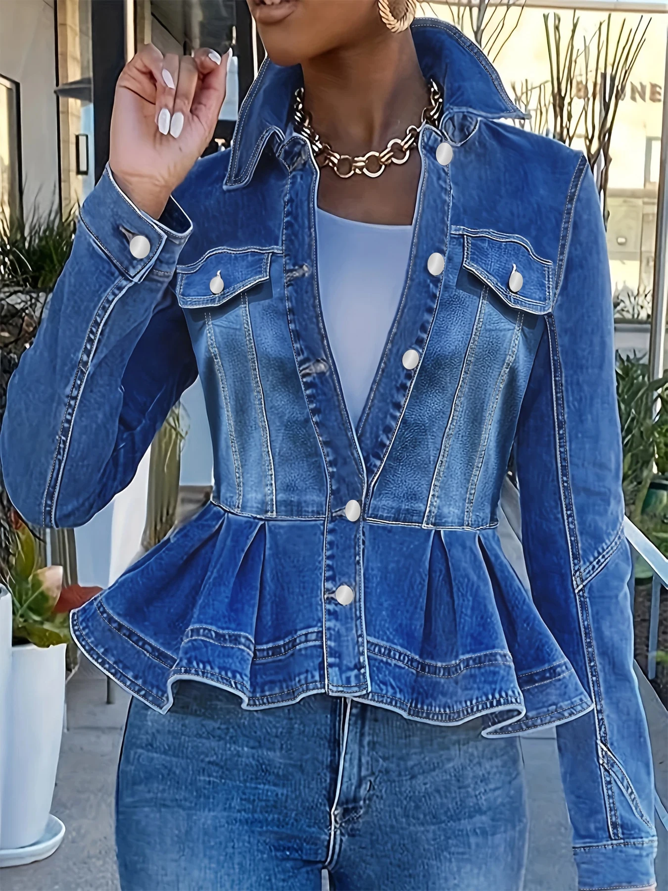 Veste en jean courte pour femme, grande taille, Design élégant, couché à la taille, délavé, confortable, grande taille