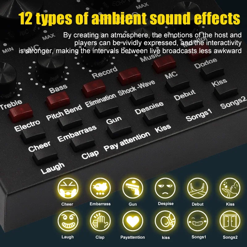 V8 V8S Audio Mixer USB External Headset Microphone Webcast Personal Live Broadcast Sound Card For Phone Computer