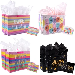1/2pcs Large Birthday Gift Bag with Handle Tissue Paper and Card Happy Birthday Party Gift Bags for Kids Adult Birthday