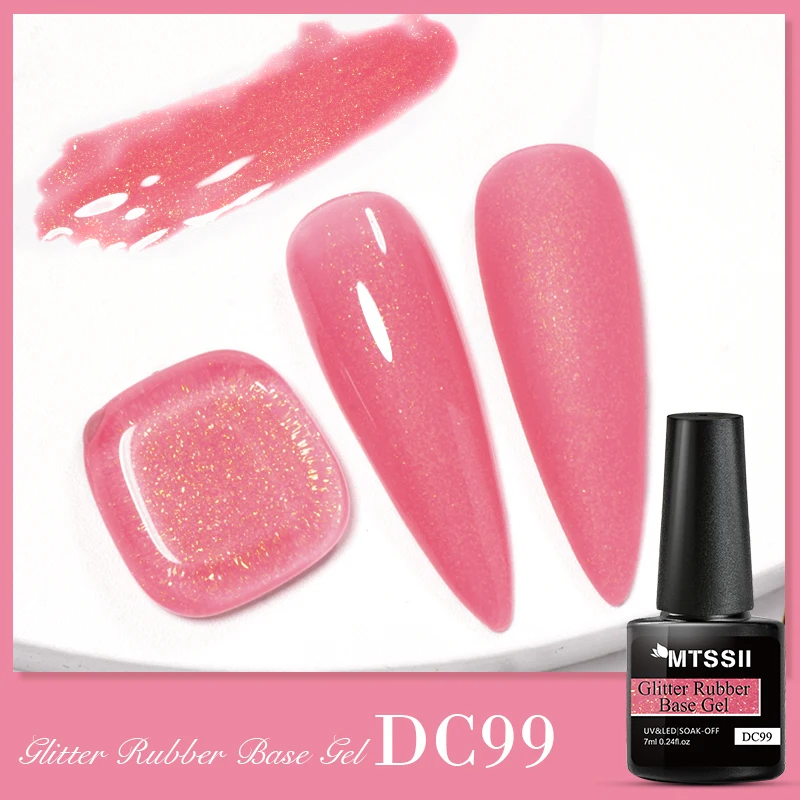 Mtssii 7ml Red Glitter Rubber Base Gel Polish Milky Jelly White Pink Soak Off UV LED Self-leveling Gel Varnish Manicure