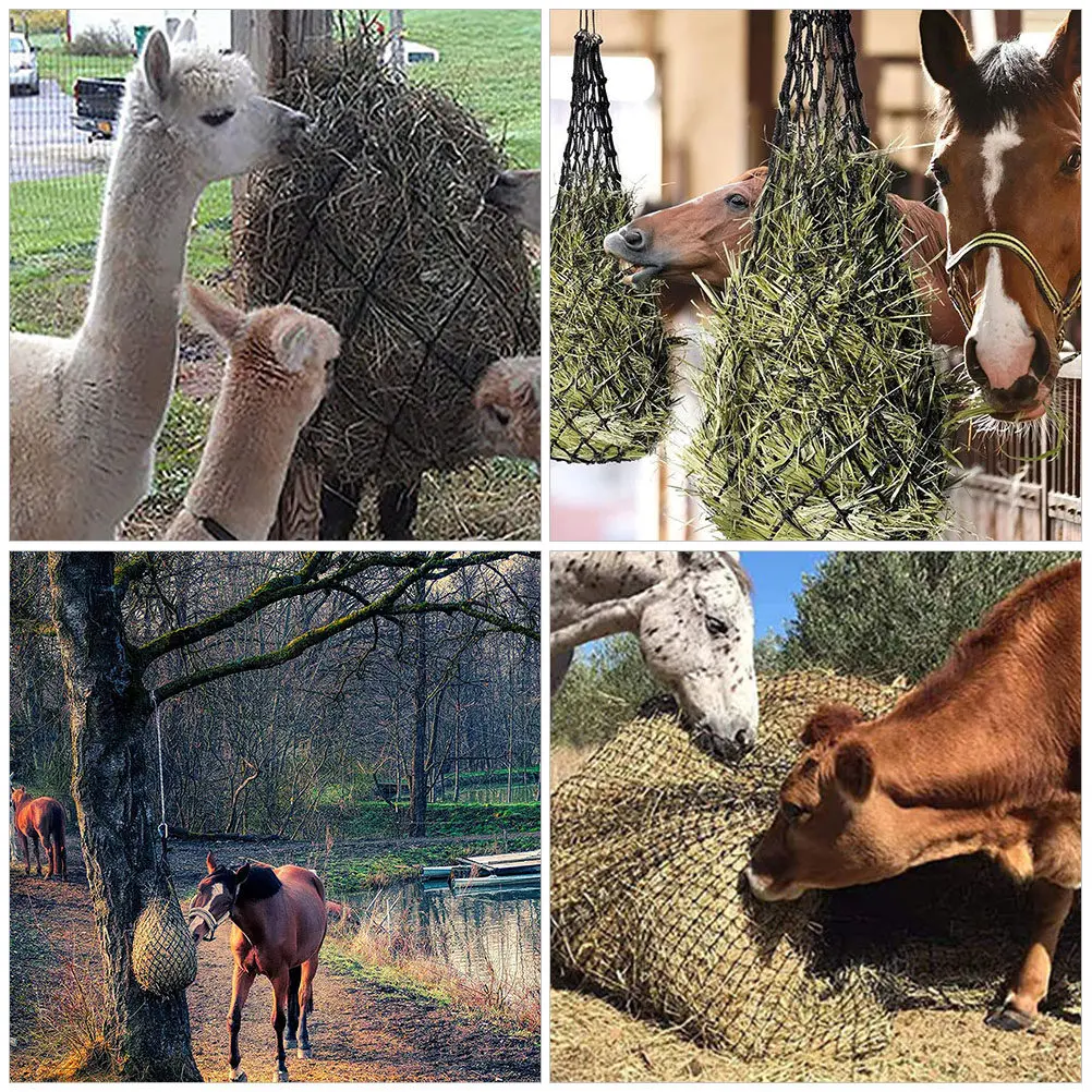 2Pcs Slow Feed Hay Nets Durable Hanging Bags Wear-Resistant Stable Feeder Pasture Accessory Net Nets